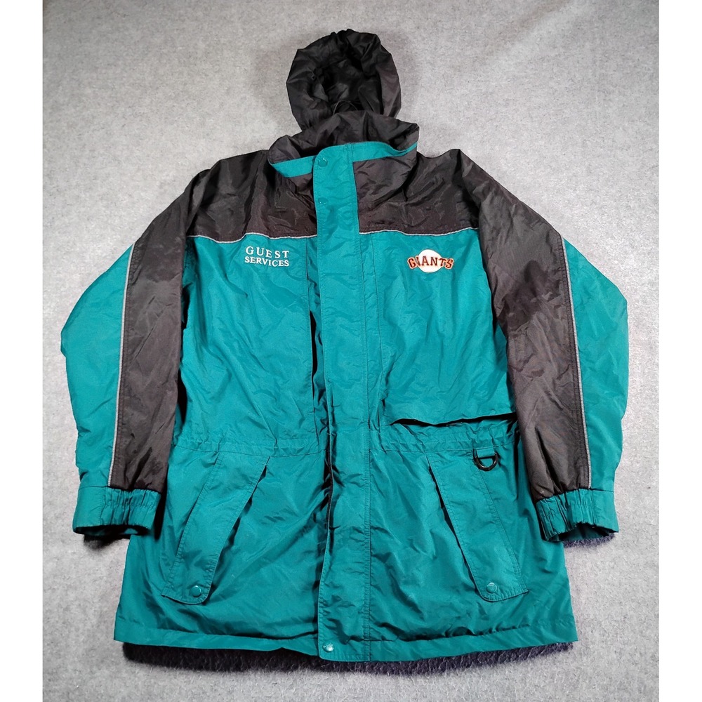 San Francisco Giants Guest Services Vintage Hooded Parka Jacket Teal Mens L